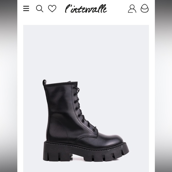 L’intervalle Sandon - black genuine leather chunky combat boots, size 39 - Picture 2 of 4